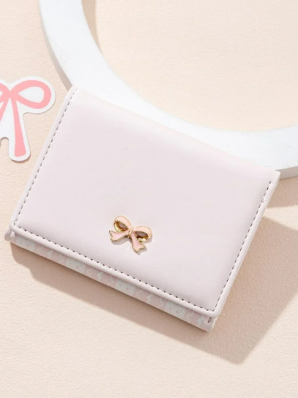 New‎ Bow Small Wallet Pink Aesthetic w Card Slots ID Window Cute Fashion Classy